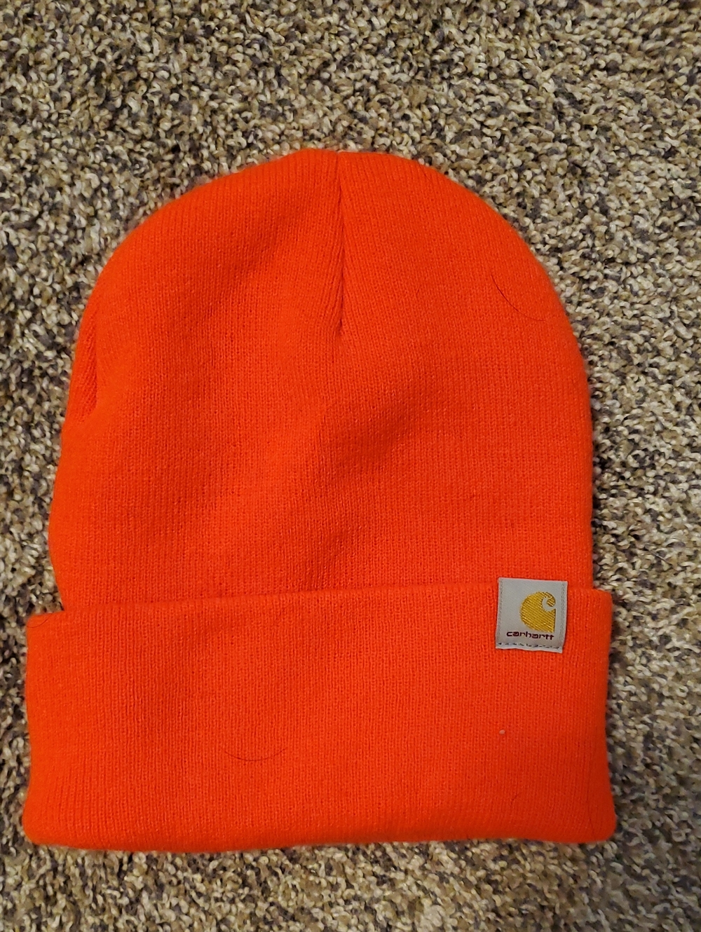 Carhartt Orange Folded Cuff Beanie with Logo Patch